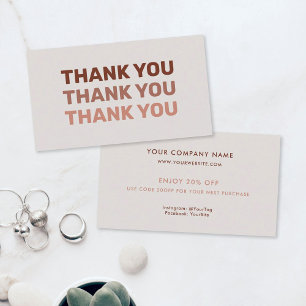 Thank you Small Business Modern Blush Pastels Discount Card