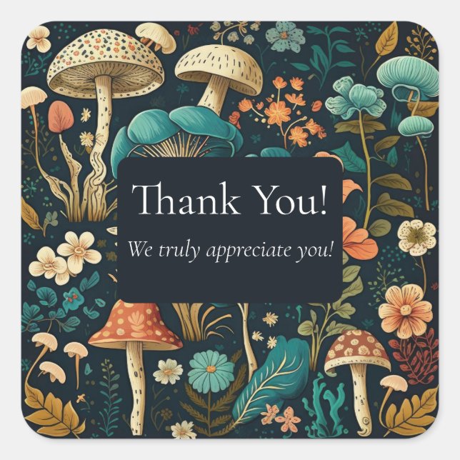 Thank You Small Business Mushroom Farm  Square Sticker (Front)