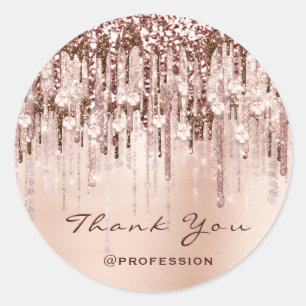 Thank You Small Business Online Diamonds Rose Drip Classic Round Sticker