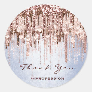 Thank You Small Business Online Drips Rose Blue Classic Round Sticker