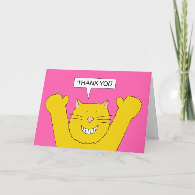 Thank You Smiling Ginger Cat Card (Front)