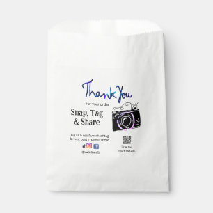 Thank you snap tag share media camera add socials favour bags