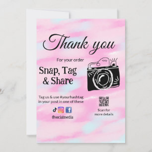 Thank you snap tag share media camera add socials holiday card