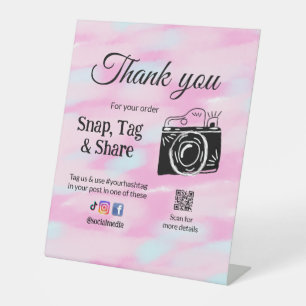 Thank you snap tag share media camera add socials pedestal sign