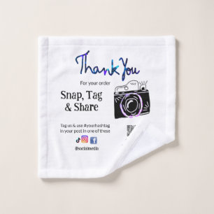 Thank you snap tag share media camera add socials wash cloth