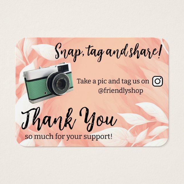 Thank You Snap, Tag & Share Social Media Card (Front)