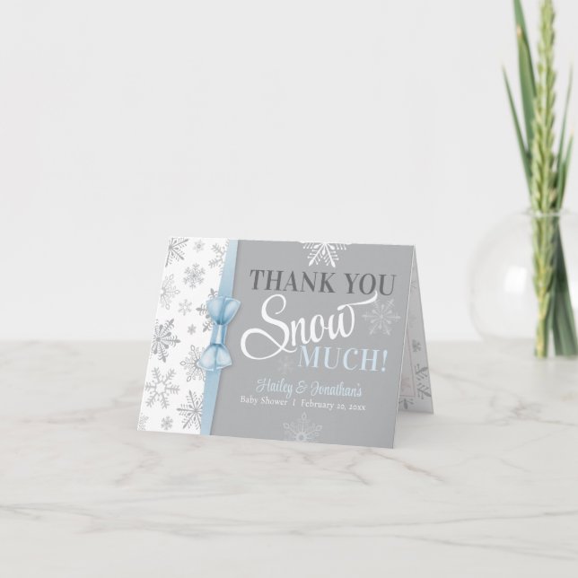 Thank You SNOW Much Baby Blue Snowflake Shower Card (Front)