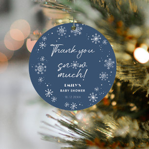 Thank you snow much blue baby shower favour tags