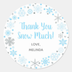 Thank You Snow Much Favour Sticker Blue & Silver