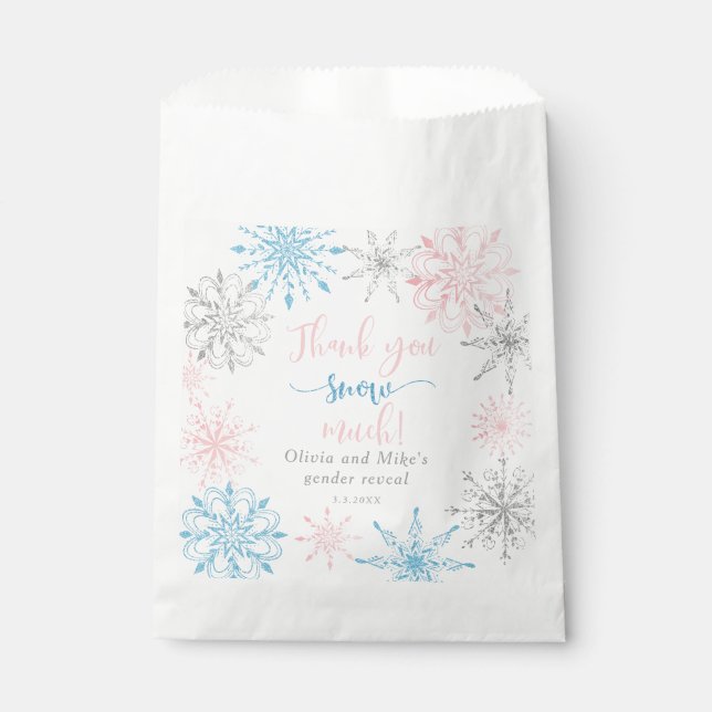 Thank you snow much gender reveal favour bags (Front)