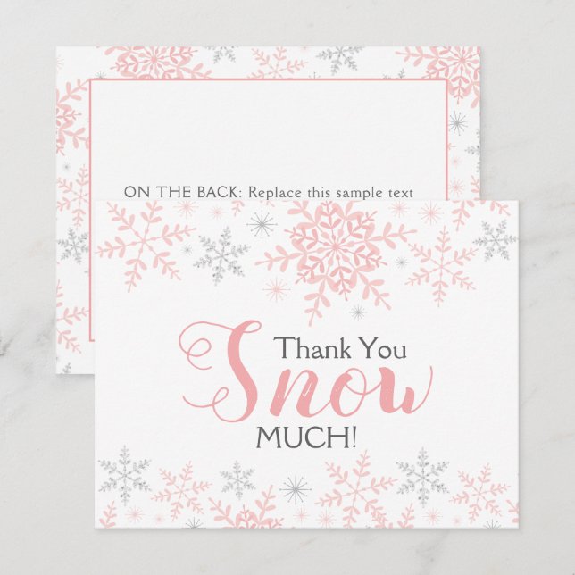 Thank You SNOW Much Pink Baby Shower Note Card (Front/Back)