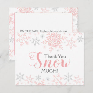 Thank You SNOW Much Pink Baby Shower Note Card