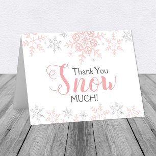 Thank You SNOW Much Pink Winter Baby Shower Note Card