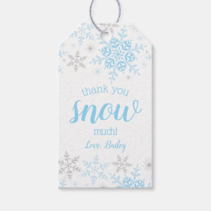 Thank You SNOW Much Winter ONEderland Blue Silver Gift Tags