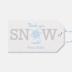 Thank You SNOW Much Winter ONEderland Blue Silver Gift Tags