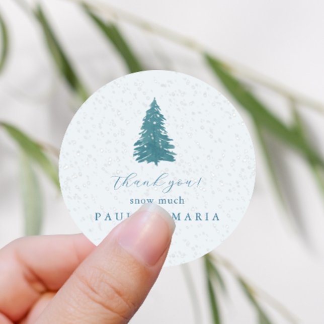 Thank You Snow Much Winter Pine Tree Quinceanera Classic Round Sticker (Creator Uploaded)