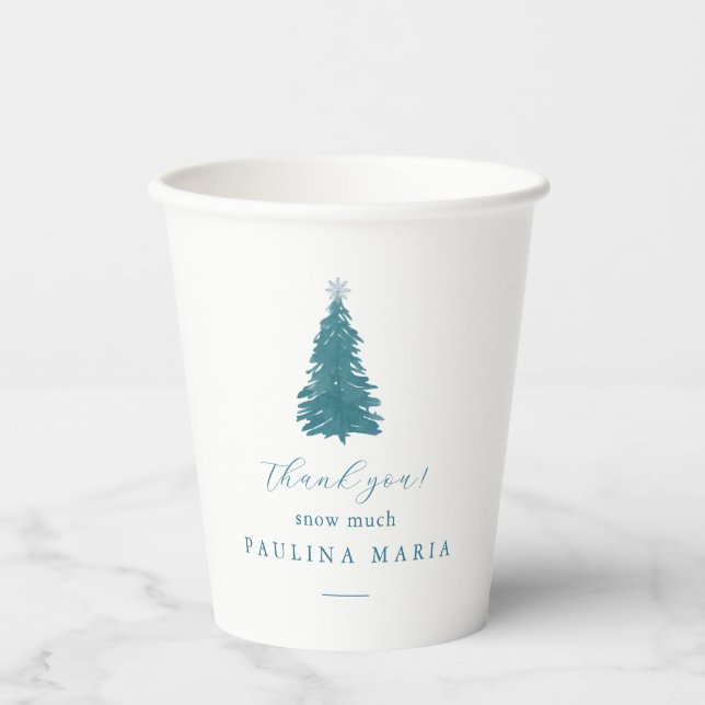 Thank You Snow Much Winter Quinceanera Pine Tree Paper Cups (Front)