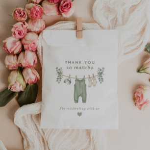 Thank you so matcha sage green baby shower favour bags