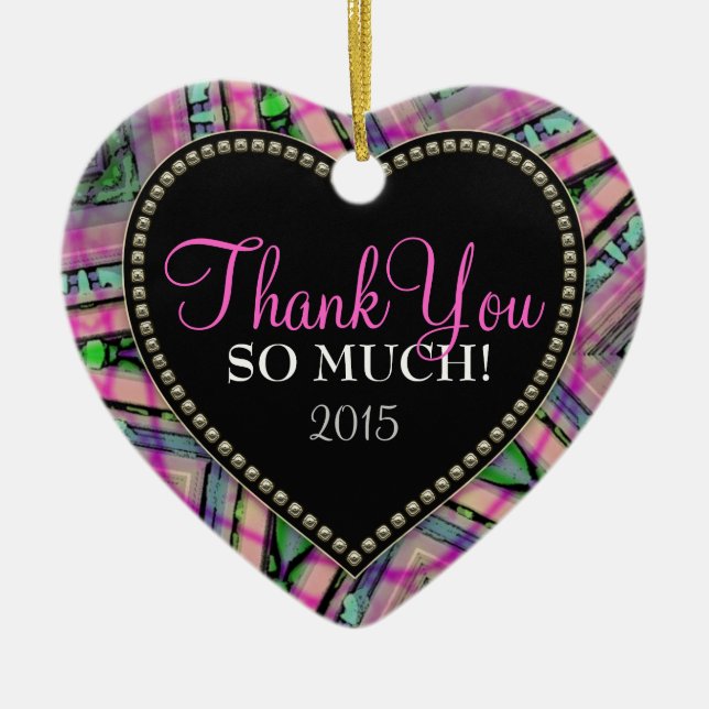 Thank You So Much Abstract Pink Heart Ornament (Front)
