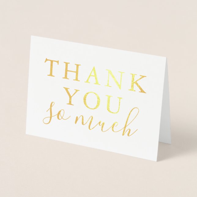 Thank You So Much Gold Foil Greeting Thank Card (Front)