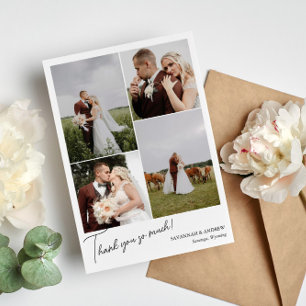 Thank You So Much Romantic 4 Wedding Photo Collage Card