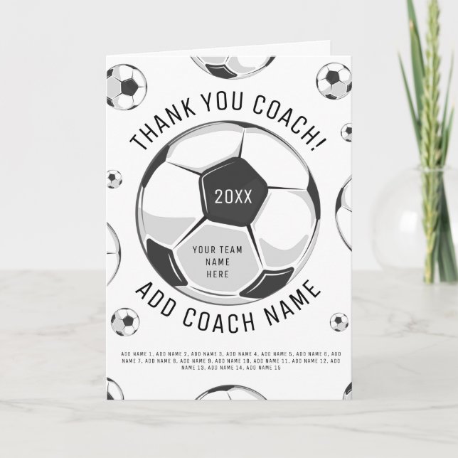 Thank You Soccer Coach Black & White Player Names  (Front)