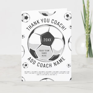 Thank You Soccer Coach Black & White Player Names