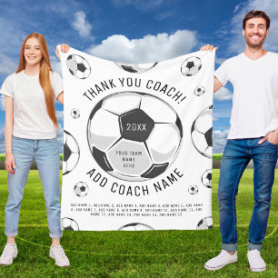 Thank You Soccer Coach Black & White Player Names  Fleece Blanket