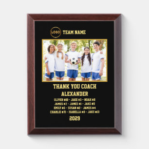 Thank You Soccer Coach Custom photo & Players name Award Plaque