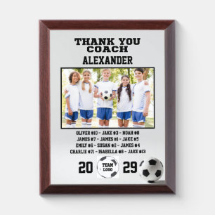 Thank You Soccer Coach Custom photo & Players name Award Plaque