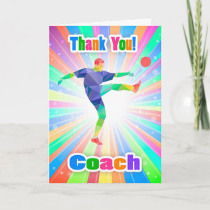 Thank you soccer / football coach, with abstract card