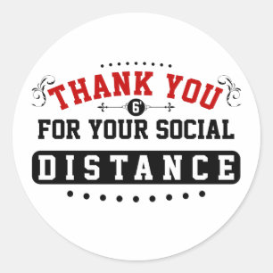 Thank You Social Distance Classic Round Sticker