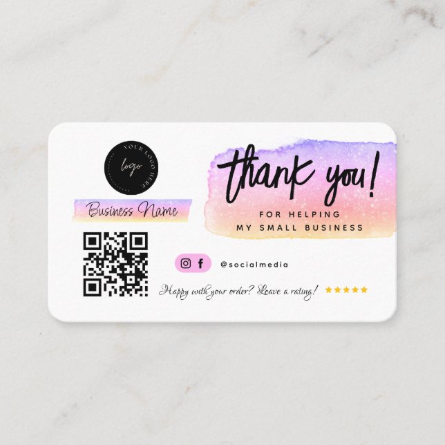 Thank You Social Media Business Modern Rose Gold Business Card (Front)