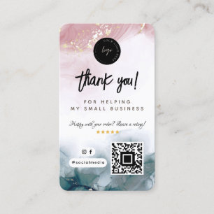 Thank You Social Media QR Code & Logo Watercolor Business Card