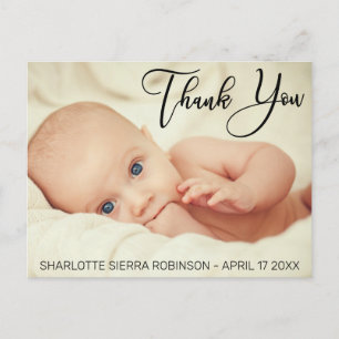Thank You   Soft Modern Baby Photo Postcard