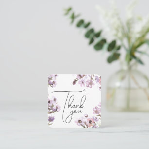 Thank you soft purple wildflowers square business card