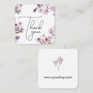 Thank you soft purple wildflowers square business card