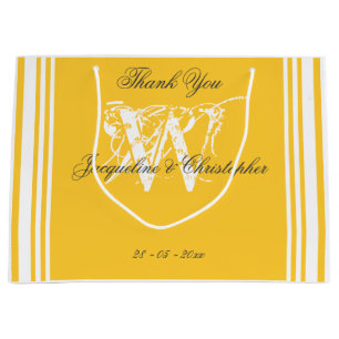 Thank You Soft Yellow Summer Wedding Chic Monogram Large Gift Bag