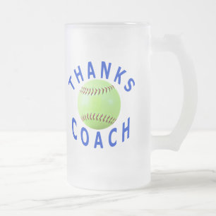 Thank You Softball Coach Gift Frosted Glass Mug