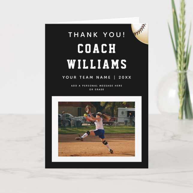 Thank You Softball Coach Player Photo & Ball (Front)