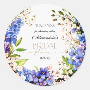 Thank you Something Blue: Baby’s Breath & Flax Classic Round Sticker
