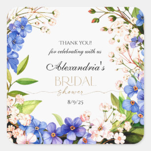 Thank you Something Blue: Baby’s Breath & Flax Square Sticker