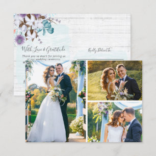 Thank You Southern Cotton 3-Photo Wedding Card