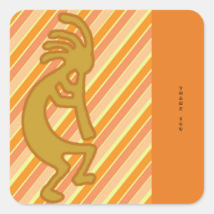Thank You Southwest Gold Kokopelli Flute Player Square Sticker