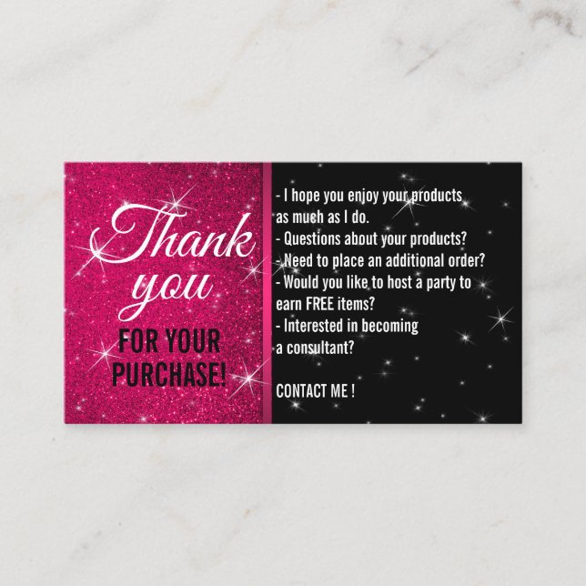 Thank you sparkle glitz bling jewellery business card (Front)