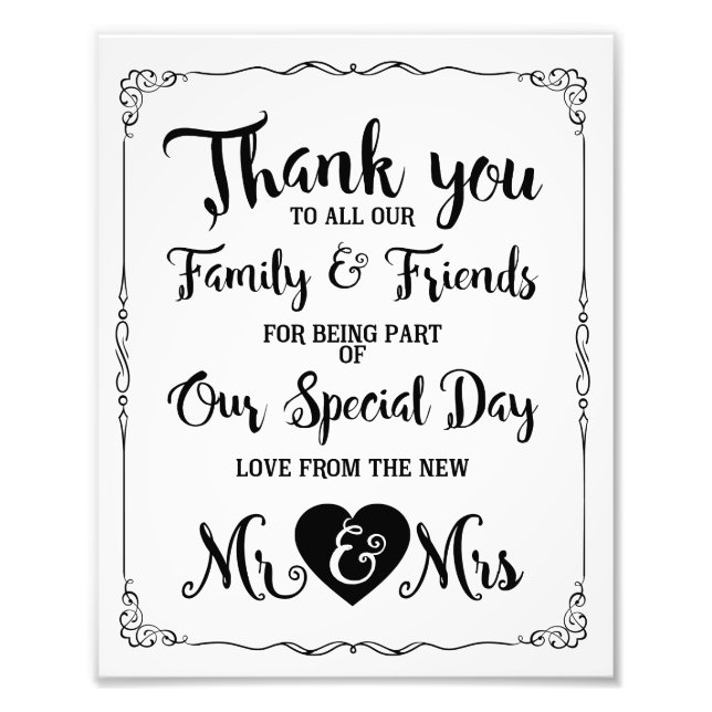 thank you special day wedding sign (Front)