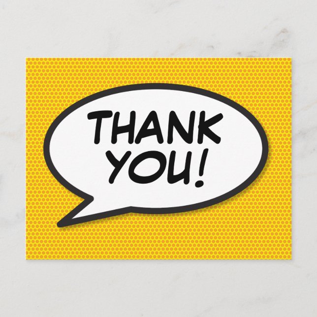 THANK YOU Speech Bubble Fun Modern Comic Book Postcard (Front)