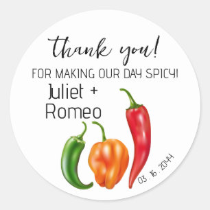 Thank You Spicy Hot Pepper Wedding Classic Round Sticker