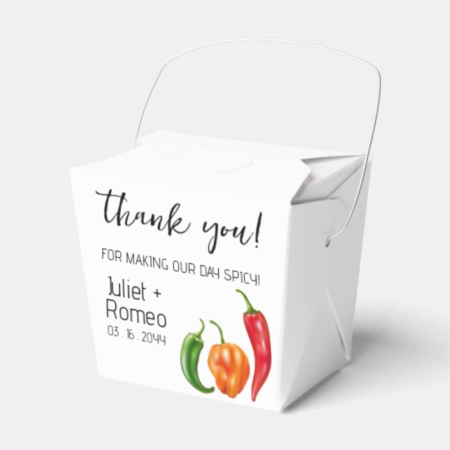 Thank You Spicy Hot Pepper Wedding Favour Box (Front Side)