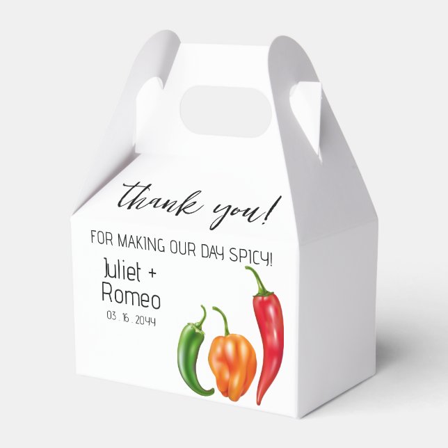 Thank You Spicy Hot Pepper Wedding Favour Box (Front Side)
